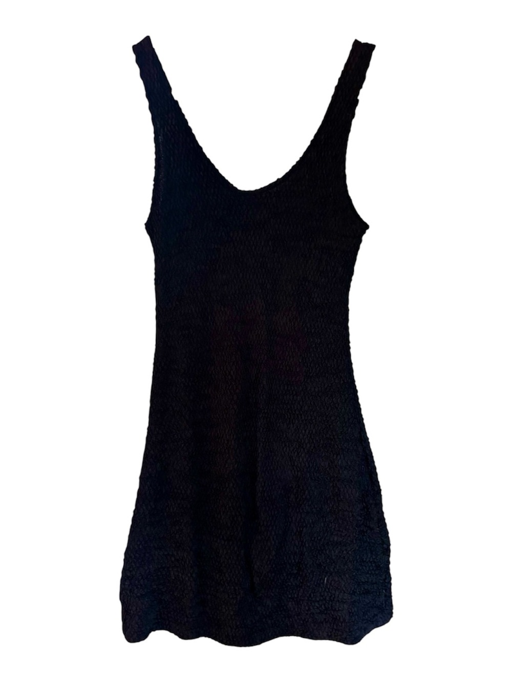 Black Textured Knit Tank Dress